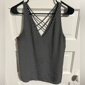 Black and White Express Polkadot Tank Top Size small petite